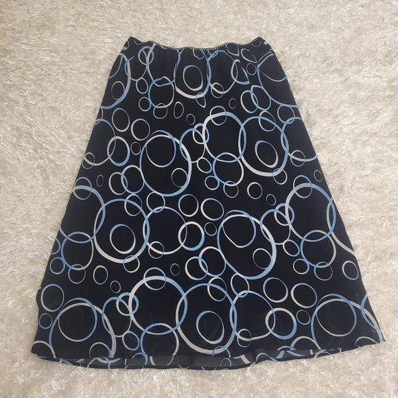George Women's Skirt, Black with Blue Circles, Size 4 - Picture 3 of 6